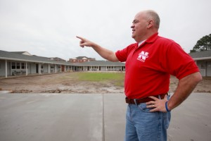 Hayward Guenard gives a tour of the renovations of Calecas Hall on the Nicholls campus.